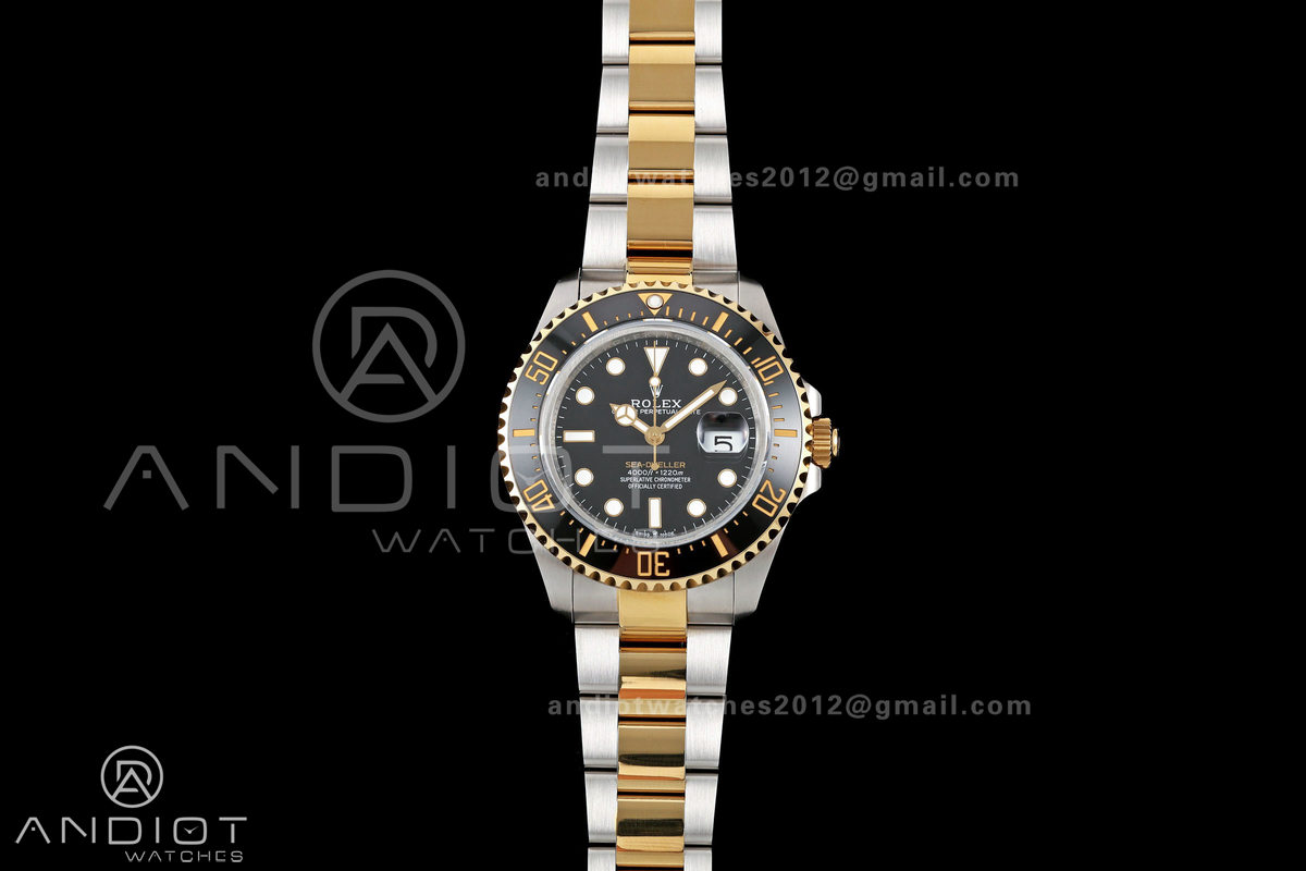 Sea-Dweller 126600 43mm 904L SS/YG QF 1:1 Best Black Dial On Oyster Bracelet SH3235 (Free Sprung)